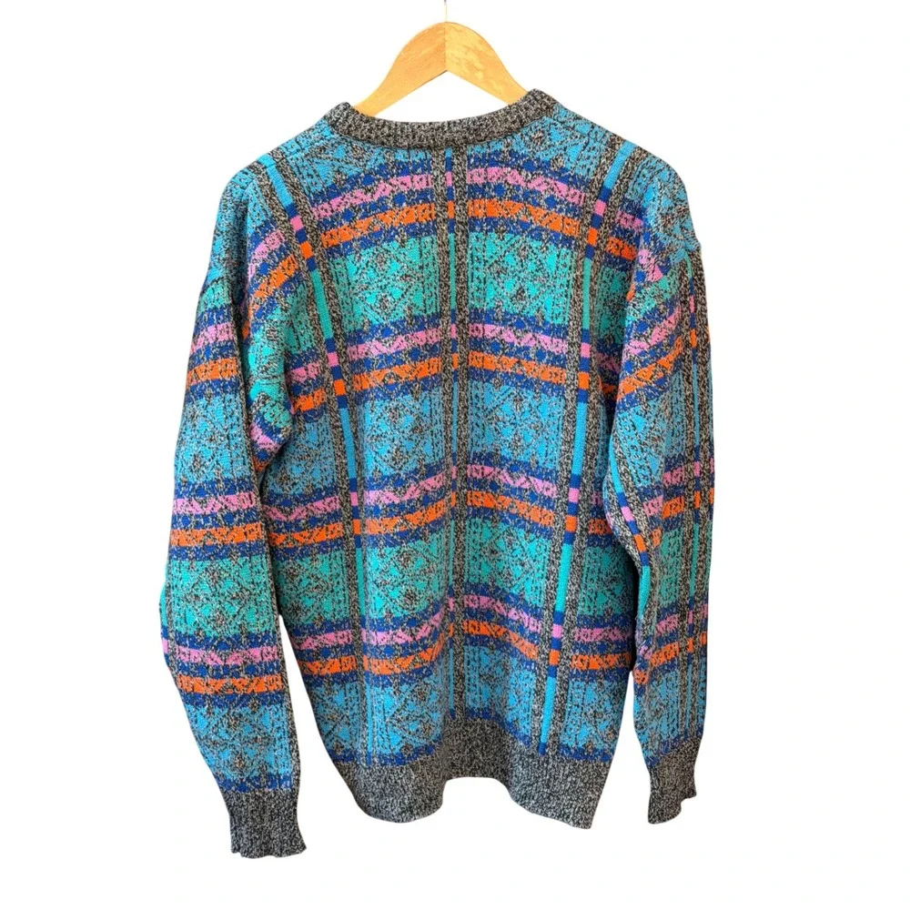 Vintage 80's 90's Robert Bruce Sweater Geometric Retro Colorful Grandpa Indie